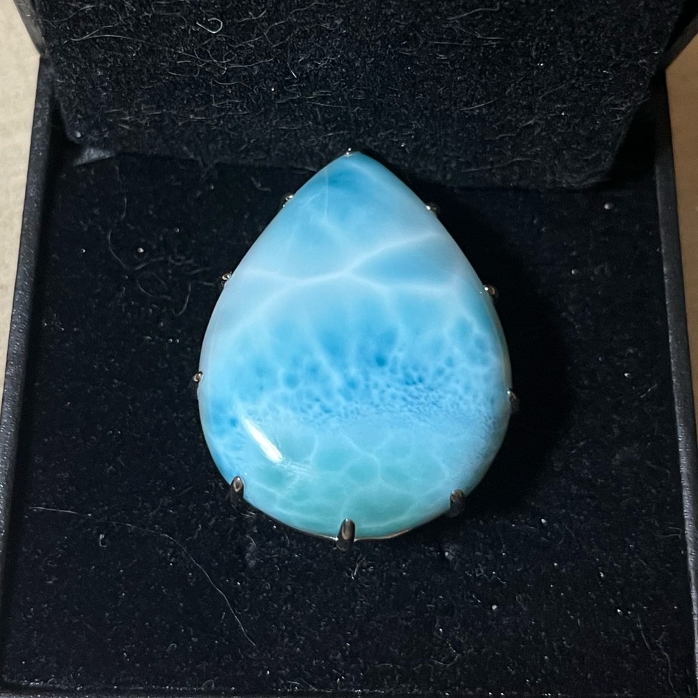 Rarities by Carol Brodie NWT Teardrop Larimar Stone Ring Size 7🩵